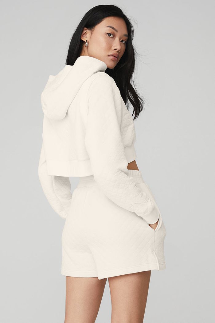 Alo Yoga Quilted Cropped Arena Hoodie Dam Vita | 3802176-NL