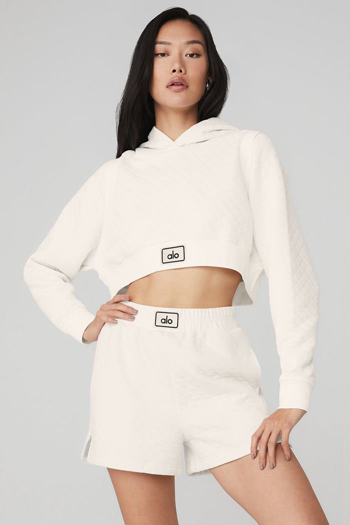 Alo Yoga Quilted Cropped Arena Hoodie Dam Vita | 3802176-NL