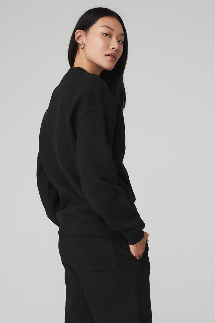 Alo Yoga Renown Crew Neck Sweatshirt Dam Svarta | 0758231-EP