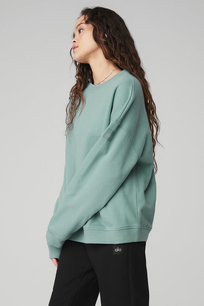 Alo Yoga Renown Crew Neck Sweatshirt Dam Blå | 1247568-AO