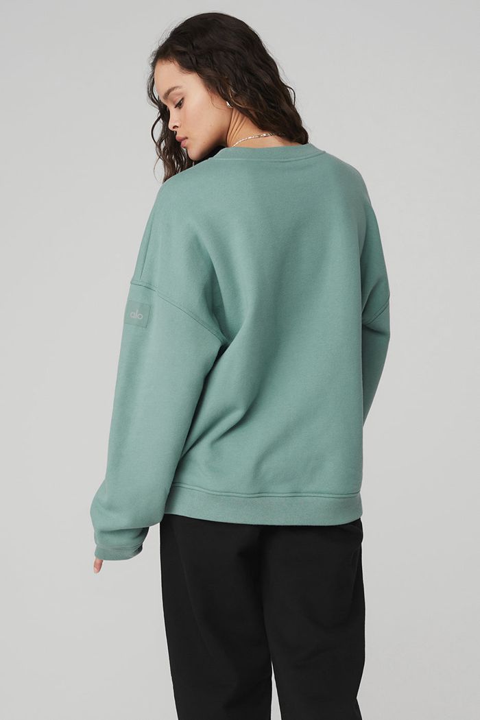 Alo Yoga Renown Crew Neck Sweatshirt Dam Blå | 1247568-AO