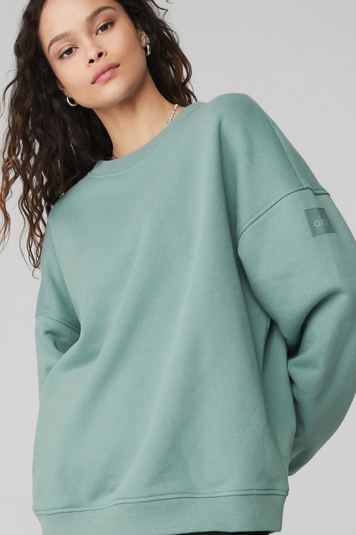 Alo Yoga Renown Crew Neck Sweatshirt Dam Blå | 1247568-AO