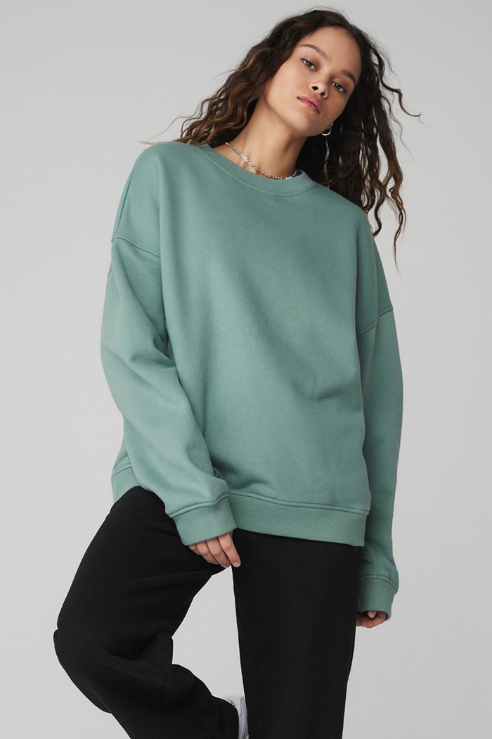 Alo Yoga Renown Crew Neck Sweatshirt Dam Blå | 1247568-AO