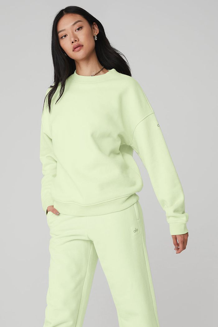 Alo Yoga Renown Crew Neck Sweatshirt Dam Gröna | 1754682-YQ