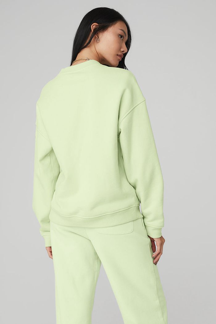 Alo Yoga Renown Crew Neck Sweatshirt Dam Gröna | 1754682-YQ