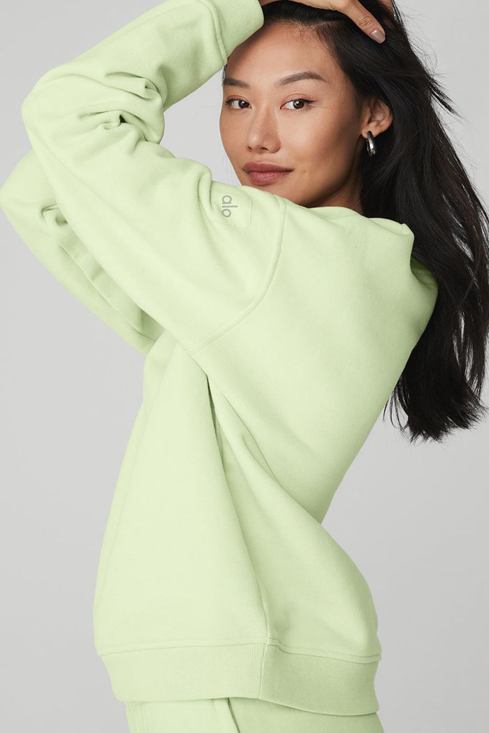 Alo Yoga Renown Crew Neck Sweatshirt Dam Gröna | 1754682-YQ