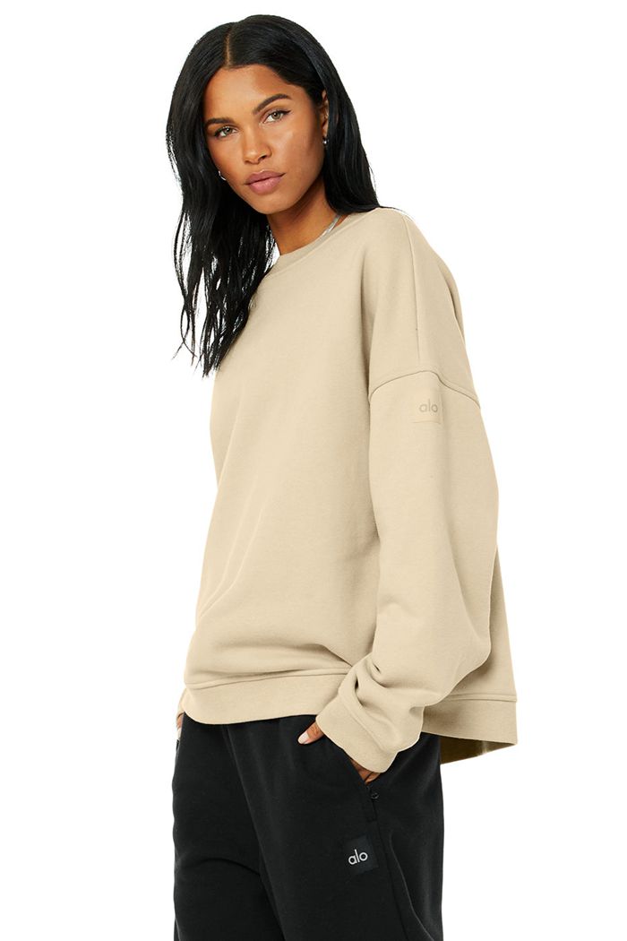 Alo Yoga Renown Crew Neck Sweatshirt Dam Bruna | 4120789-VL