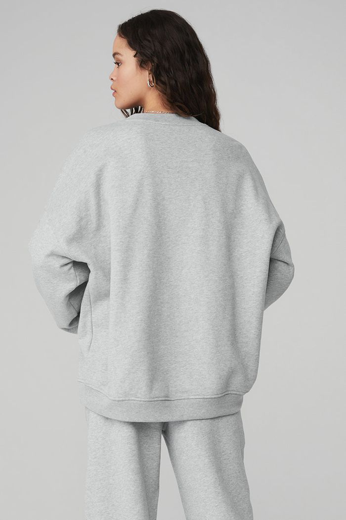 Alo Yoga Renown Crew Neck Sweatshirt Dam Grå | 7209346-EP