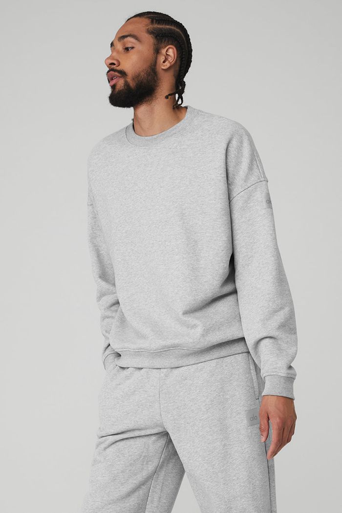 Alo Yoga Renown Crew Neck Sweatshirt Herr Grå | 1054362-NU