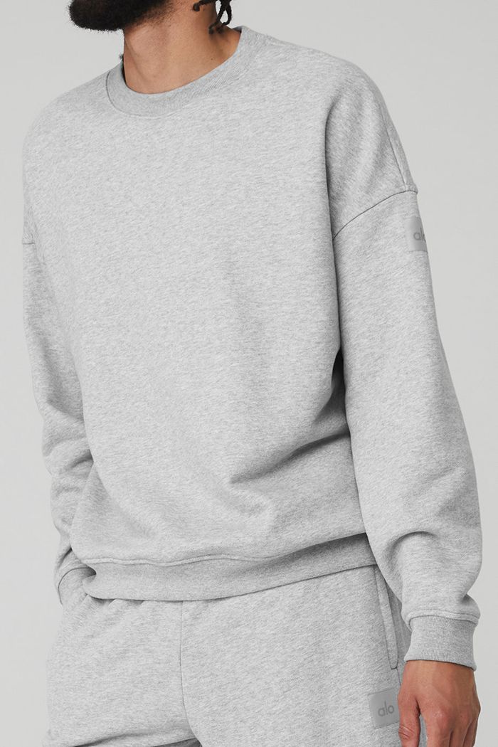 Alo Yoga Renown Crew Neck Sweatshirt Herr Grå | 1054362-NU