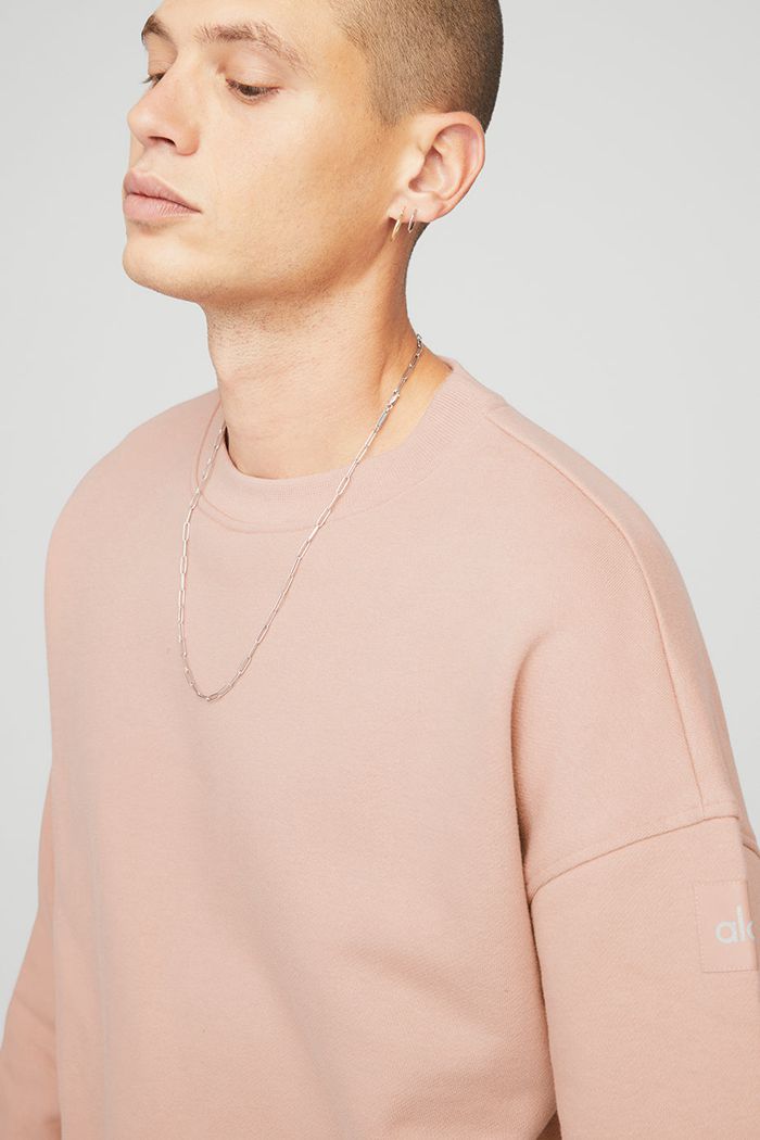 Alo Yoga Renown Crew Neck Sweatshirt Herr Rosa | 1627805-EB