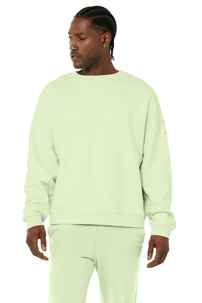 Alo Yoga Renown Crew Neck Sweatshirt Herr Gröna | 5601894-WF