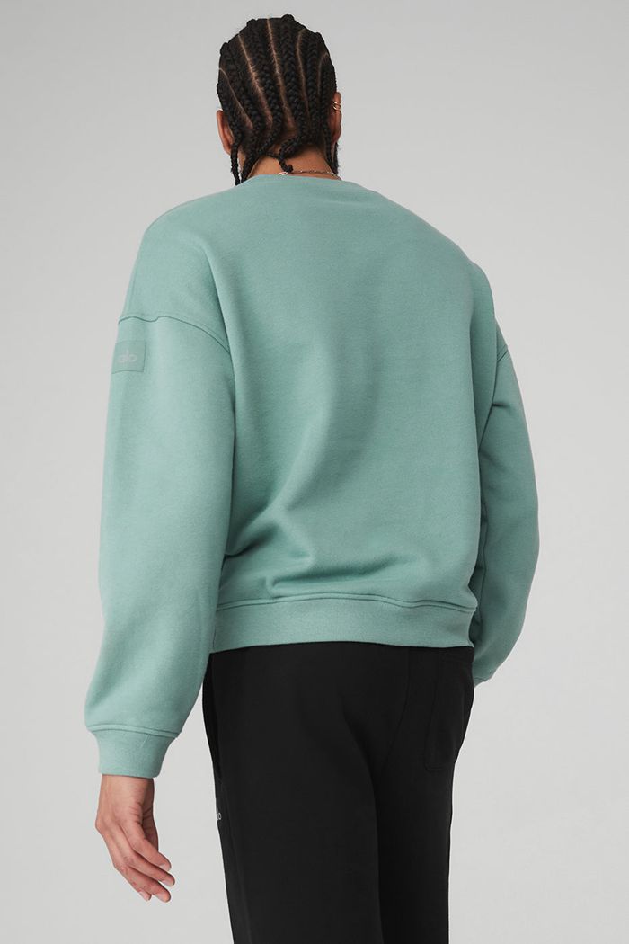 Alo Yoga Renown Crew Neck Sweatshirt Herr Blå | 7396415-TH