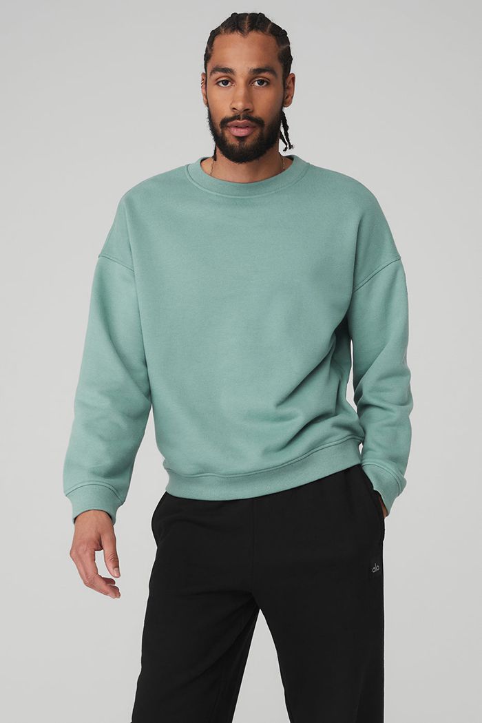 Alo Yoga Renown Crew Neck Sweatshirt Herr Blå | 7396415-TH