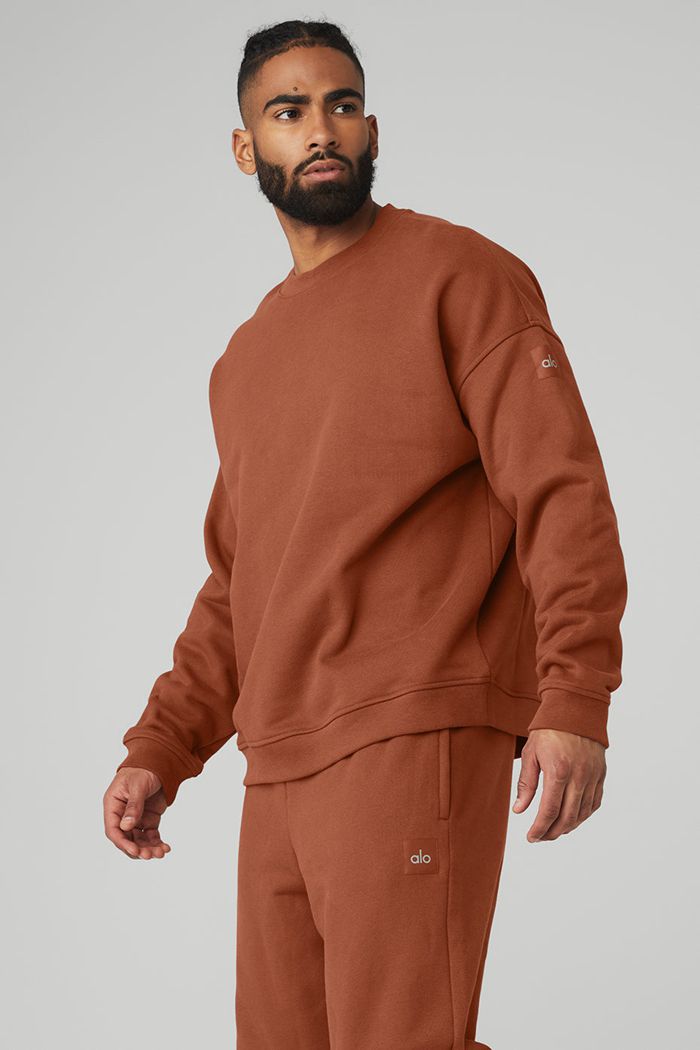 Alo Yoga Renown Heavy Weight Crew Neck Sweatshirt Herr Röda | 5790623-OZ