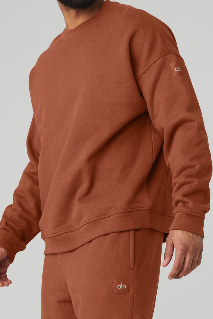 Alo Yoga Renown Heavy Weight Crew Neck Sweatshirt Herr Röda | 5790623-OZ