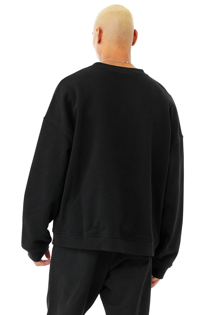 Alo Yoga Renown Heavy Weight Emblem Crew Neck Sweatshirt Herr Svarta | 7048962-XT