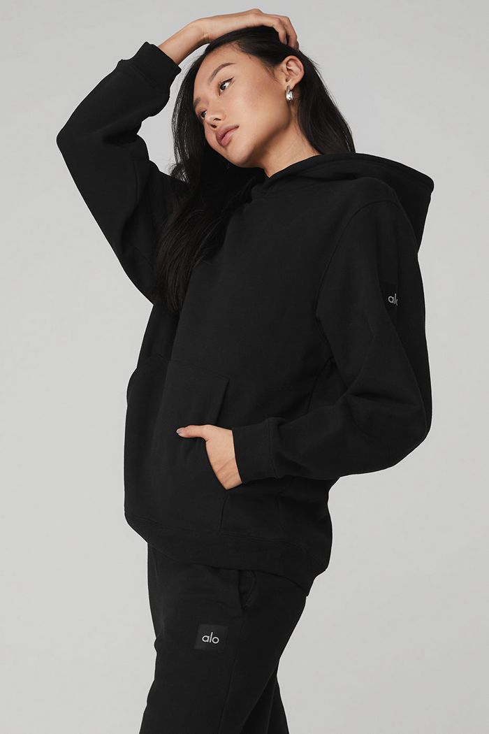 Alo Yoga Renown Hoodie Dam Svarta | 5473192-GY