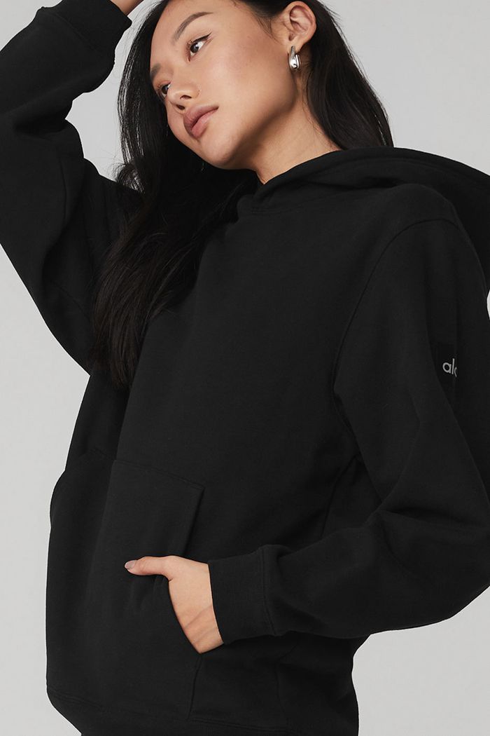 Alo Yoga Renown Hoodie Dam Svarta | 5473192-GY