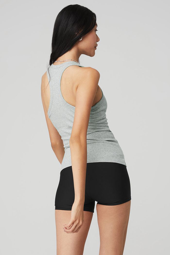 Alo Yoga Ribbed Aspire Full Length Tank Tops Dam Grå | 7684215-QR