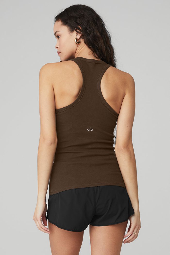 Alo Yoga Ribbed Aspire Full Length Tank Tops Dam Svarta | 7906143-GT