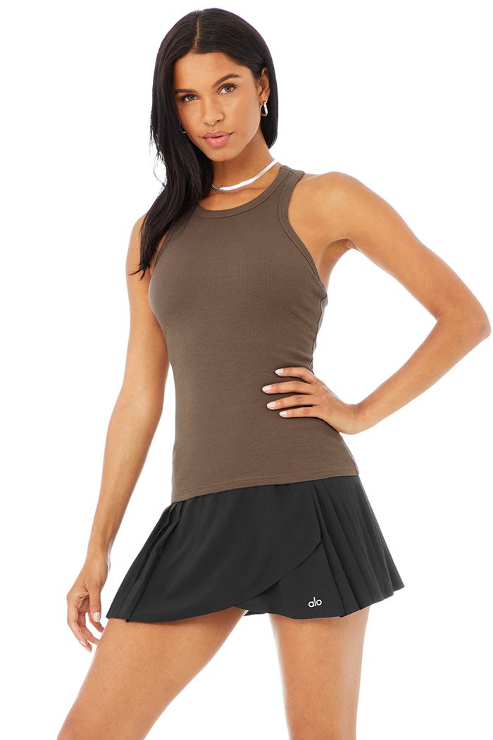 Alo Yoga Ribbed Aspire Full Length Tank Tops Dam Bruna | 8126039-PE