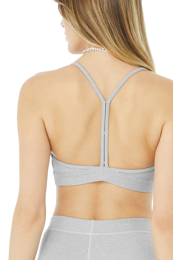 Alo Yoga Ribbed Blissful BH Dam Grå | 7395084-OD