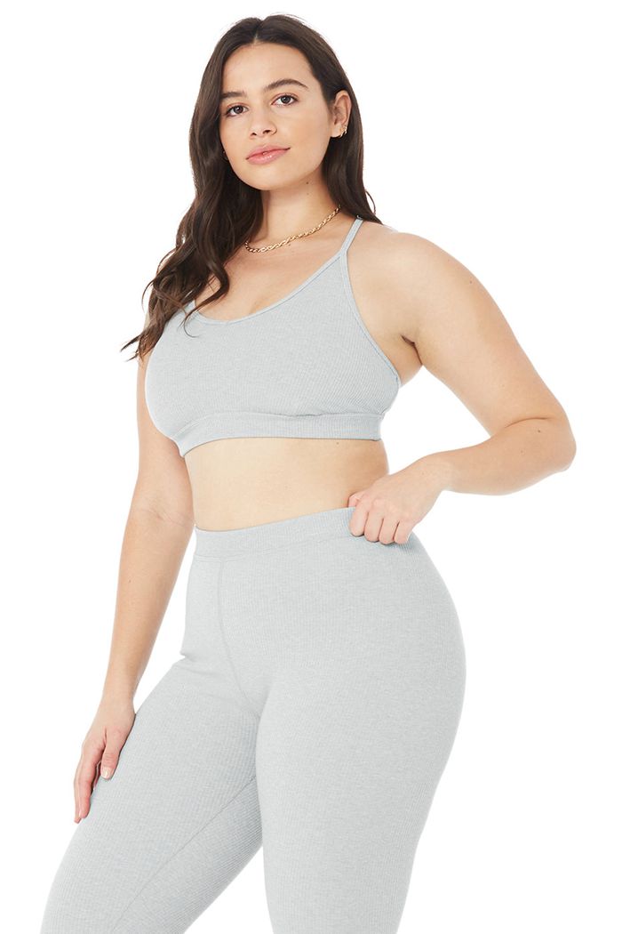 Alo Yoga Ribbed Blissful BH Dam Grå | 7395084-OD