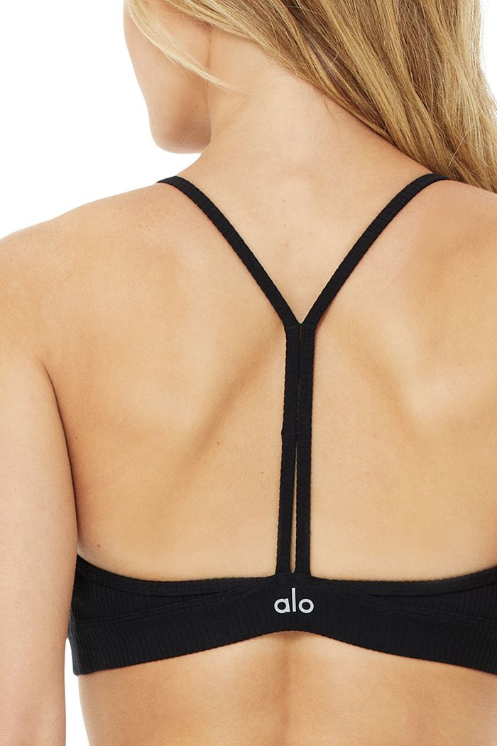 Alo Yoga Ribbed Blissful BH Dam Svarta | 7823015-IG