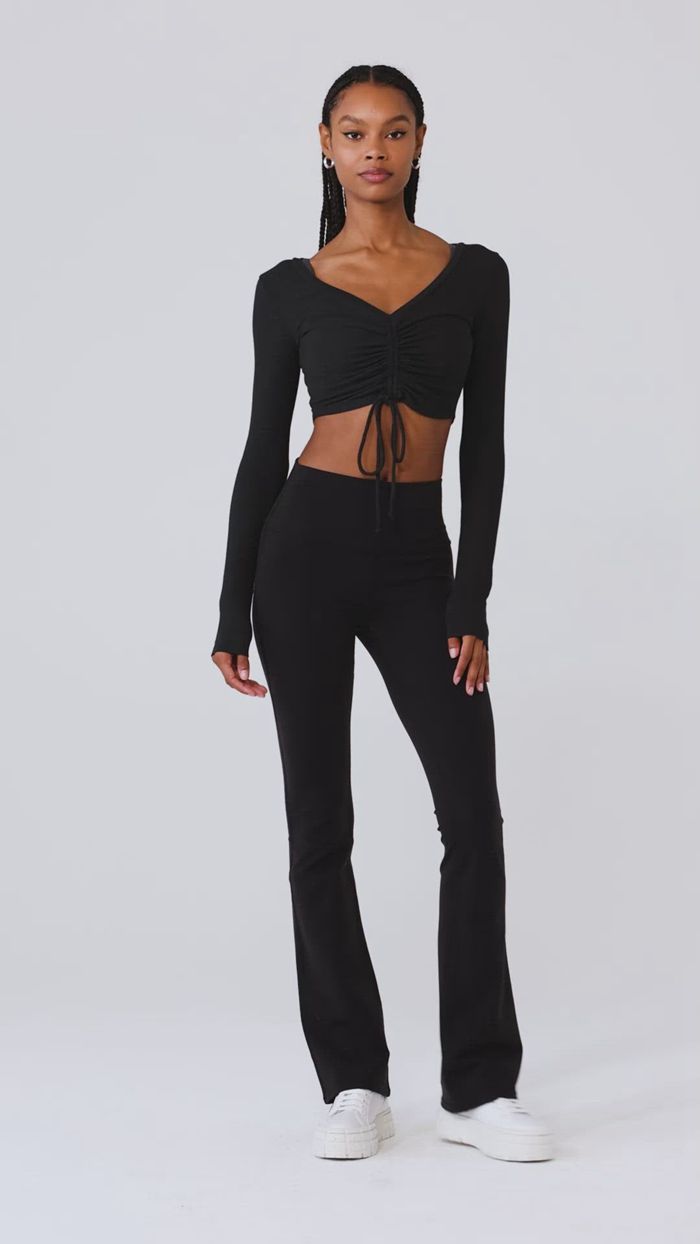 Alo Yoga Ribbed Cinch Cropped Long Sleeve Dam Blå | 4280169-XH