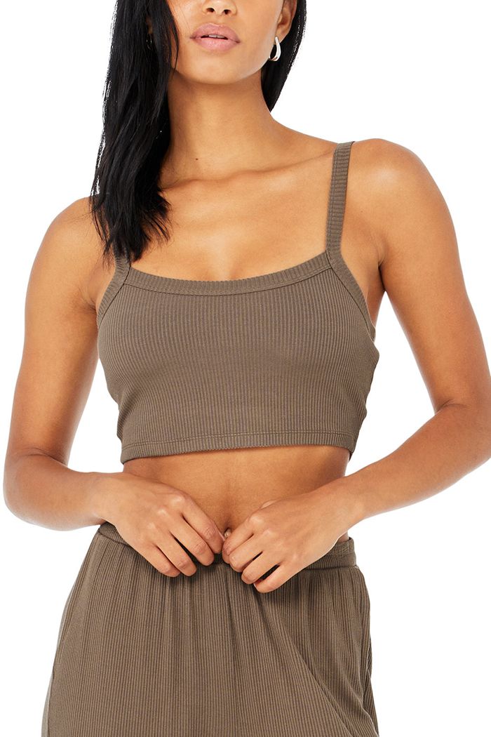 Alo Yoga Ribbed Crop Whisper BH Dam Bruna | 1840267-KB