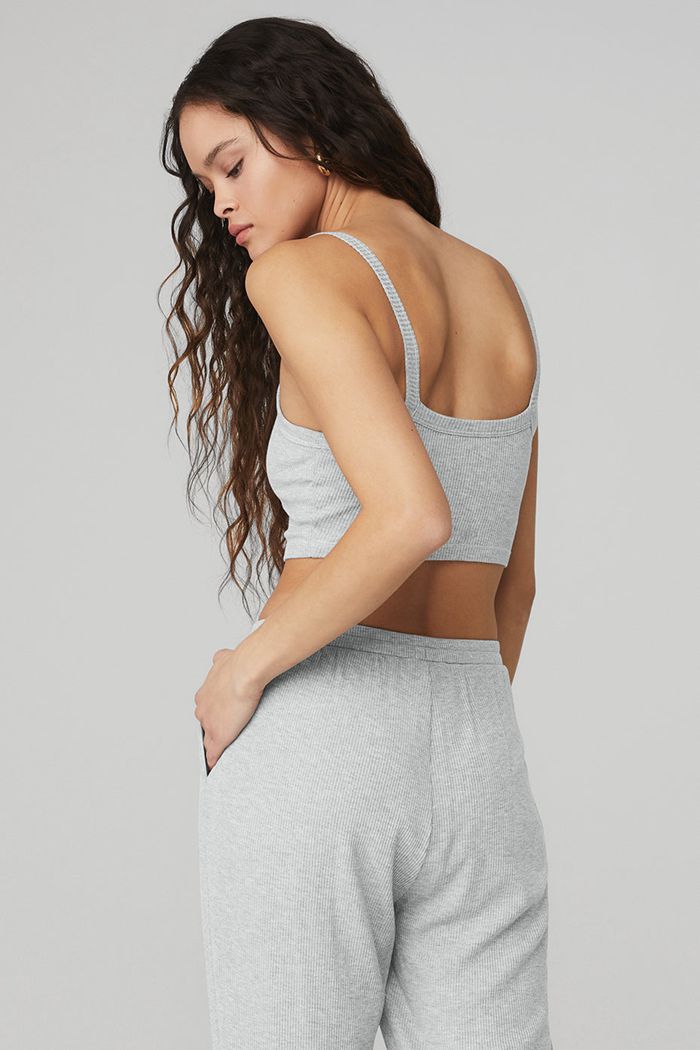 Alo Yoga Ribbed Crop Whisper BH Dam Grå | 6137094-MT