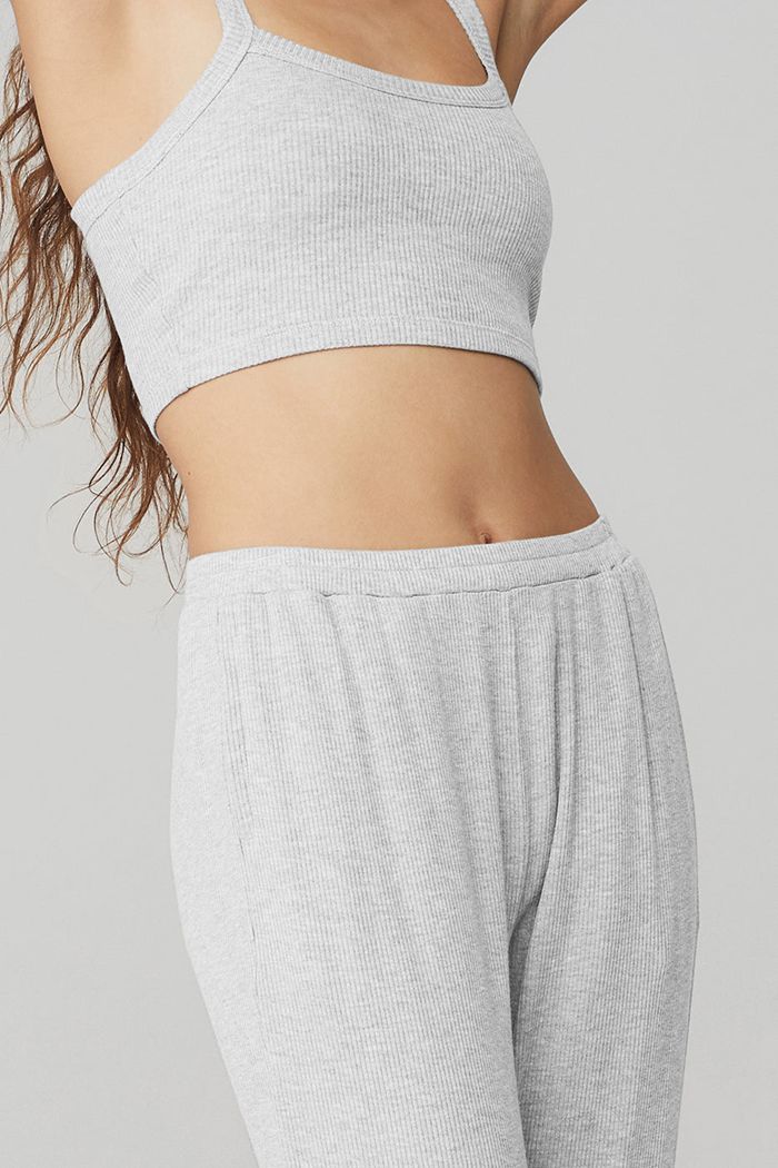 Alo Yoga Ribbed Crop Whisper BH Dam Grå | 6137094-MT