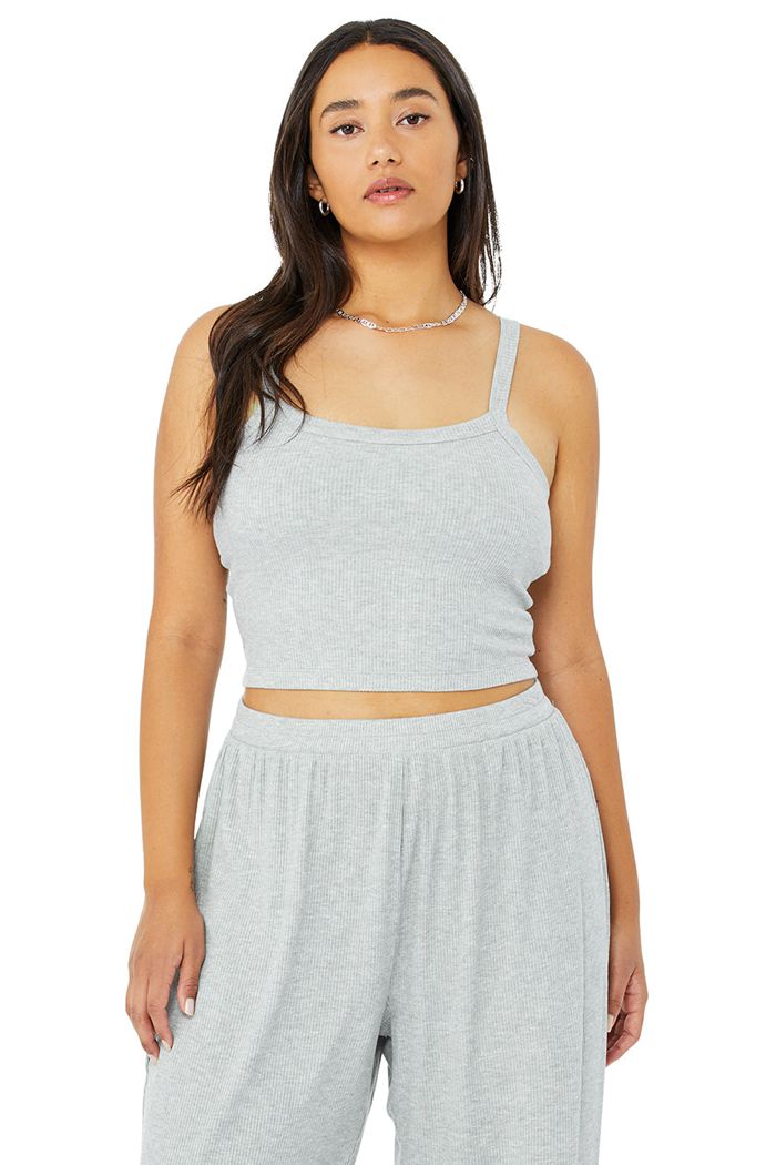 Alo Yoga Ribbed Crop Whisper BH Dam Grå | 6137094-MT