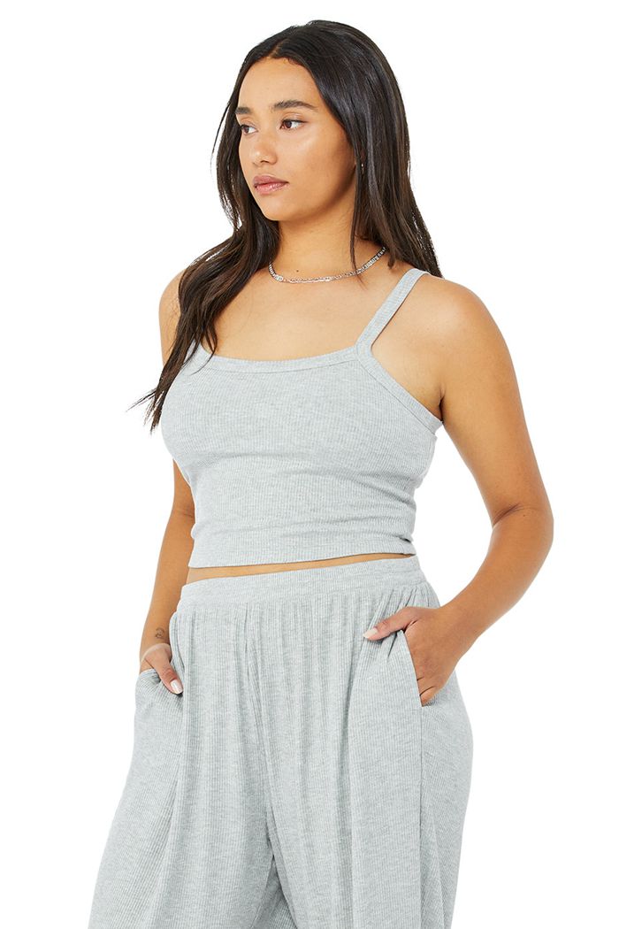 Alo Yoga Ribbed Crop Whisper BH Dam Grå | 6137094-MT