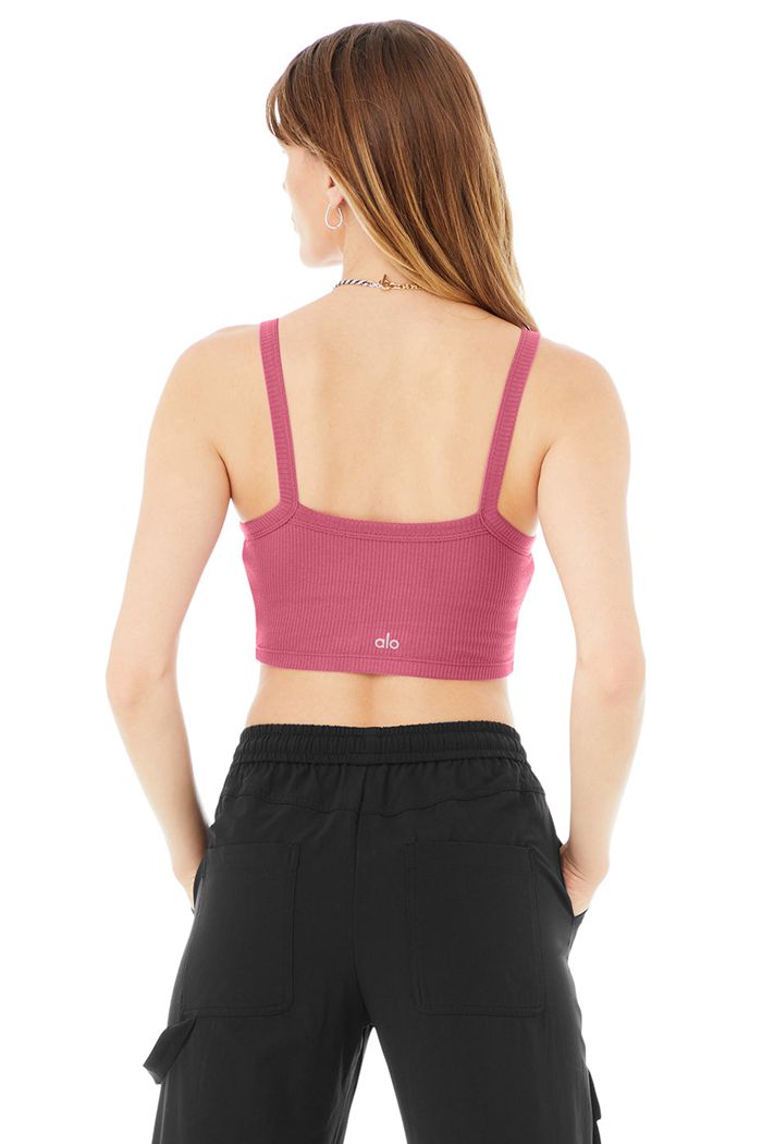 Alo Yoga Ribbed Crop Whisper BH Dam Lila | 4760259-ER