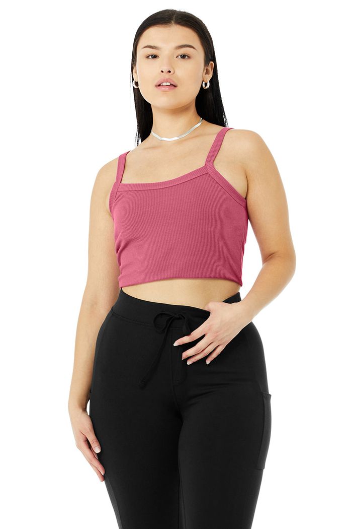 Alo Yoga Ribbed Crop Whisper BH Dam Lila | 4760259-ER