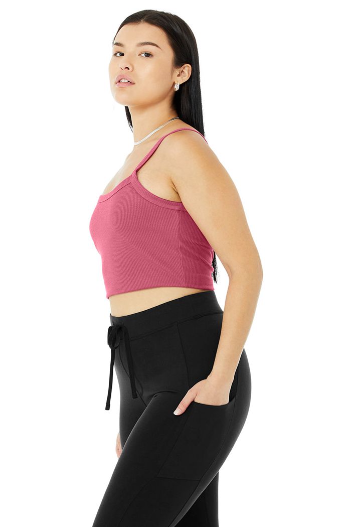 Alo Yoga Ribbed Crop Whisper BH Dam Lila | 4760259-ER