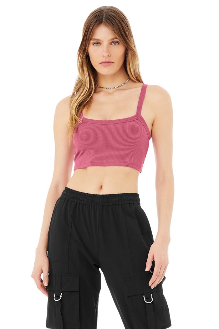 Alo Yoga Ribbed Crop Whisper BH Dam Lila | 4760259-ER