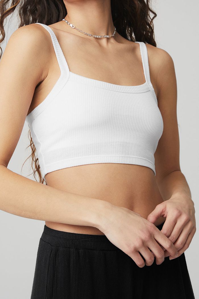 Alo Yoga Ribbed Crop Whisper BH Dam Vita | 5908264-EV