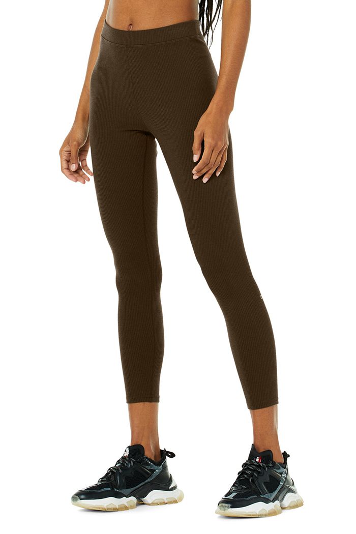 Alo Yoga Ribbed High-Midja 7/8 Blissful Leggings Dam Svarta | 3176052-RO