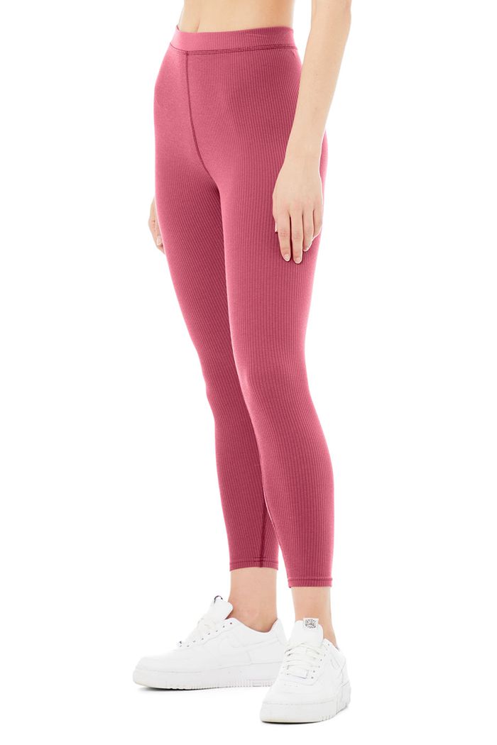 Alo Yoga Ribbed High-Midja 7/8 Blissful Leggings Dam Lila | 6871043-BQ