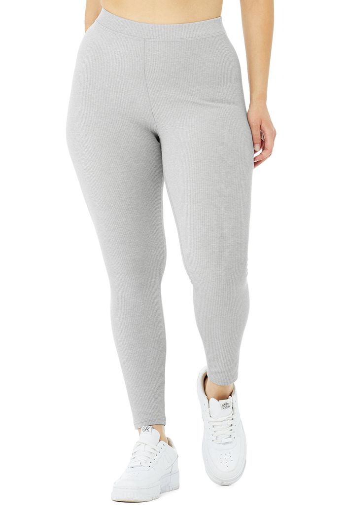 Alo Yoga Ribbed High-Midja 7/8 Blissful Leggings Dam Grå | 8132670-FS