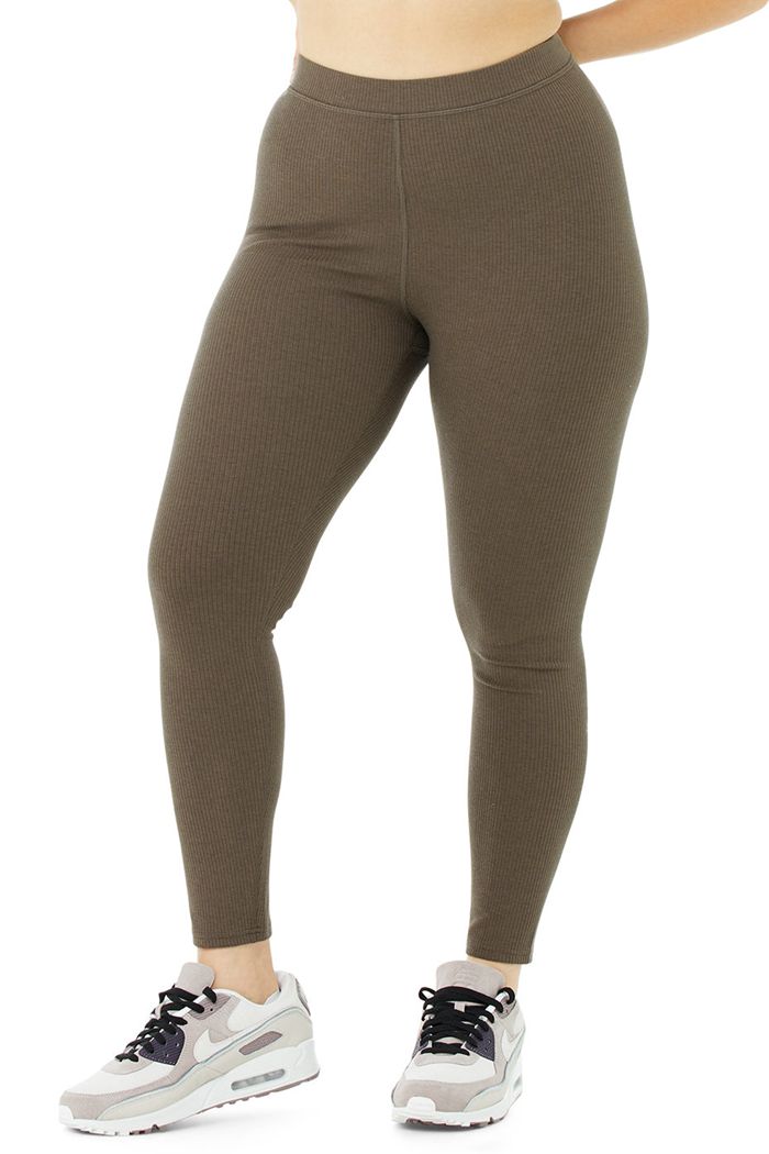 Alo Yoga Ribbed High-Midja 7/8 Blissful Leggings Dam Bruna | 9623485-FH