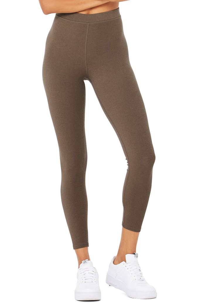 Alo Yoga Ribbed High-Midja 7/8 Blissful Leggings Dam Bruna | 9623485-FH