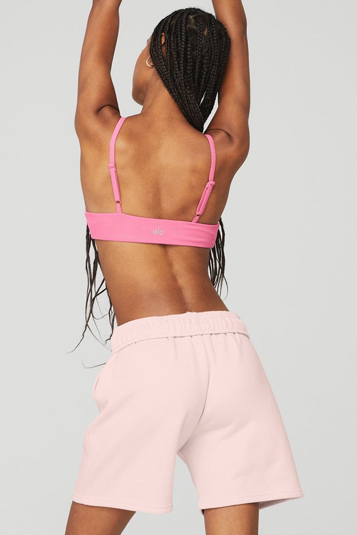 Alo Yoga Ribbed Manifest BH Dam Rosa Fuchsia | 3658720-AX