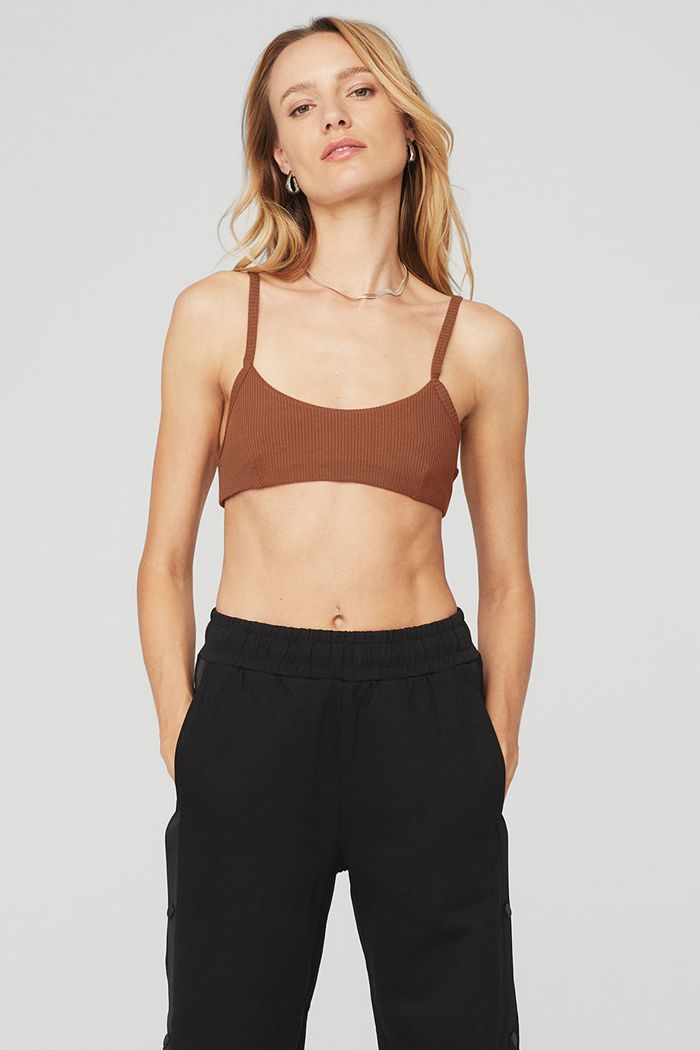 Alo Yoga Ribbed Manifest BH Dam Röda | 7542631-WG