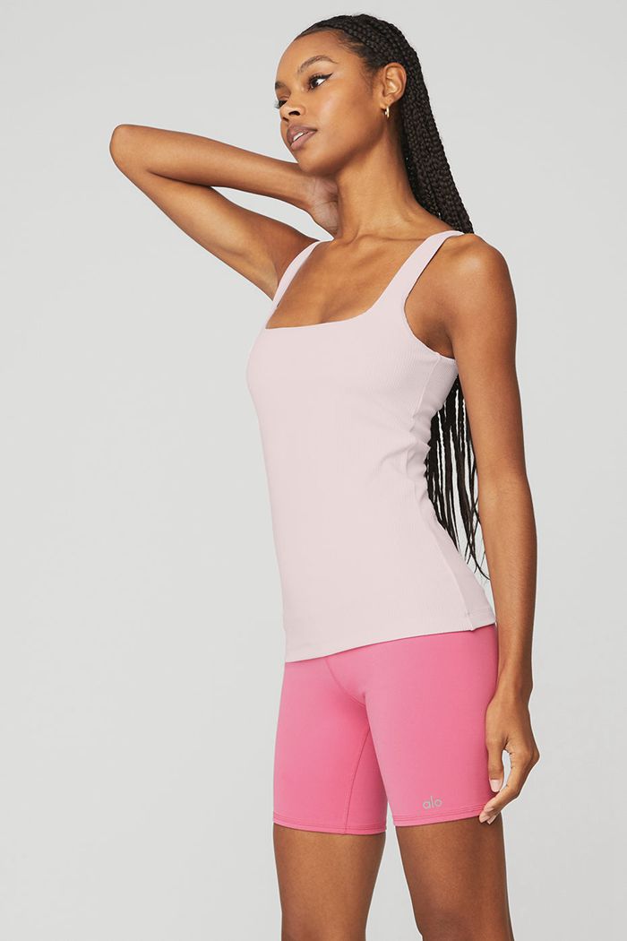 Alo Yoga Ribbed Minimalist Tank Tops Dam Rosa | 0173526-NM