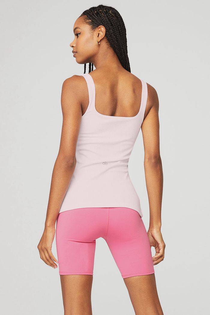 Alo Yoga Ribbed Minimalist Tank Tops Dam Rosa | 0173526-NM