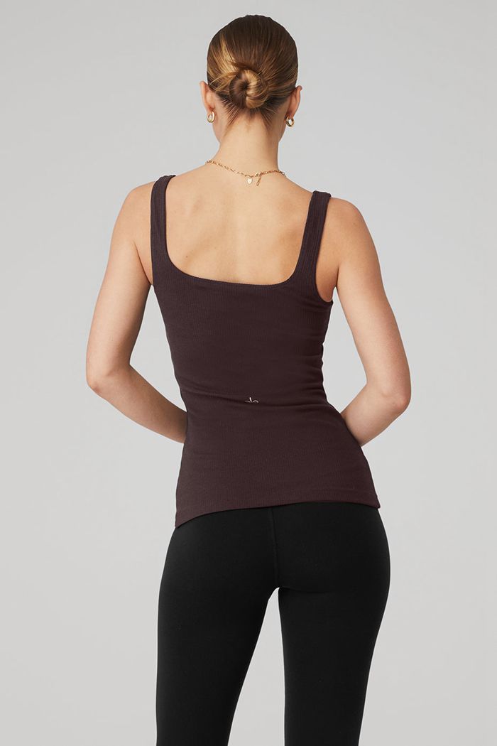 Alo Yoga Ribbed Minimalist Tank Tops Dam Svarta | 1647509-KM